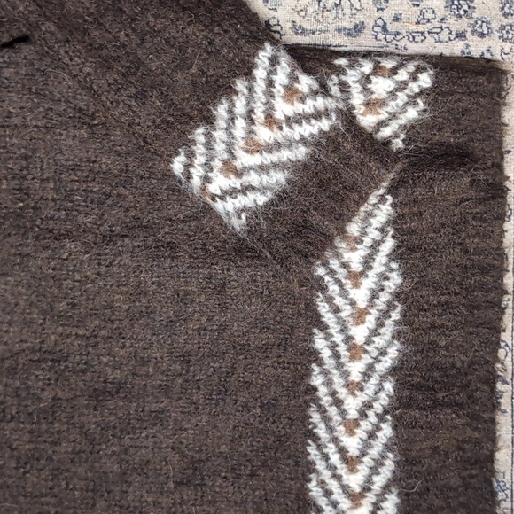 Alpaca & Wool J. Crew Brown and White Patterned Sweater - Picture 3 of 5